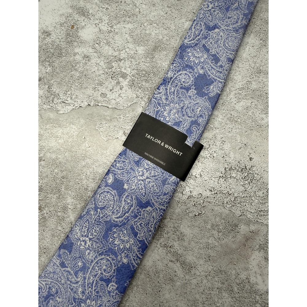 Taylor‎ & Wright Polyester Tie Mens One Size Blue Paisley Made In China Necktie